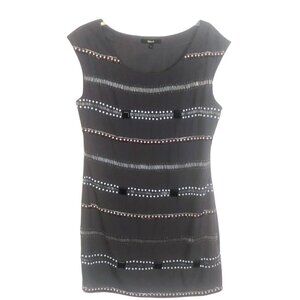 Black namebrand Lined Mini Dress Grey with Beautiful  Beading in Front Ladies Lg